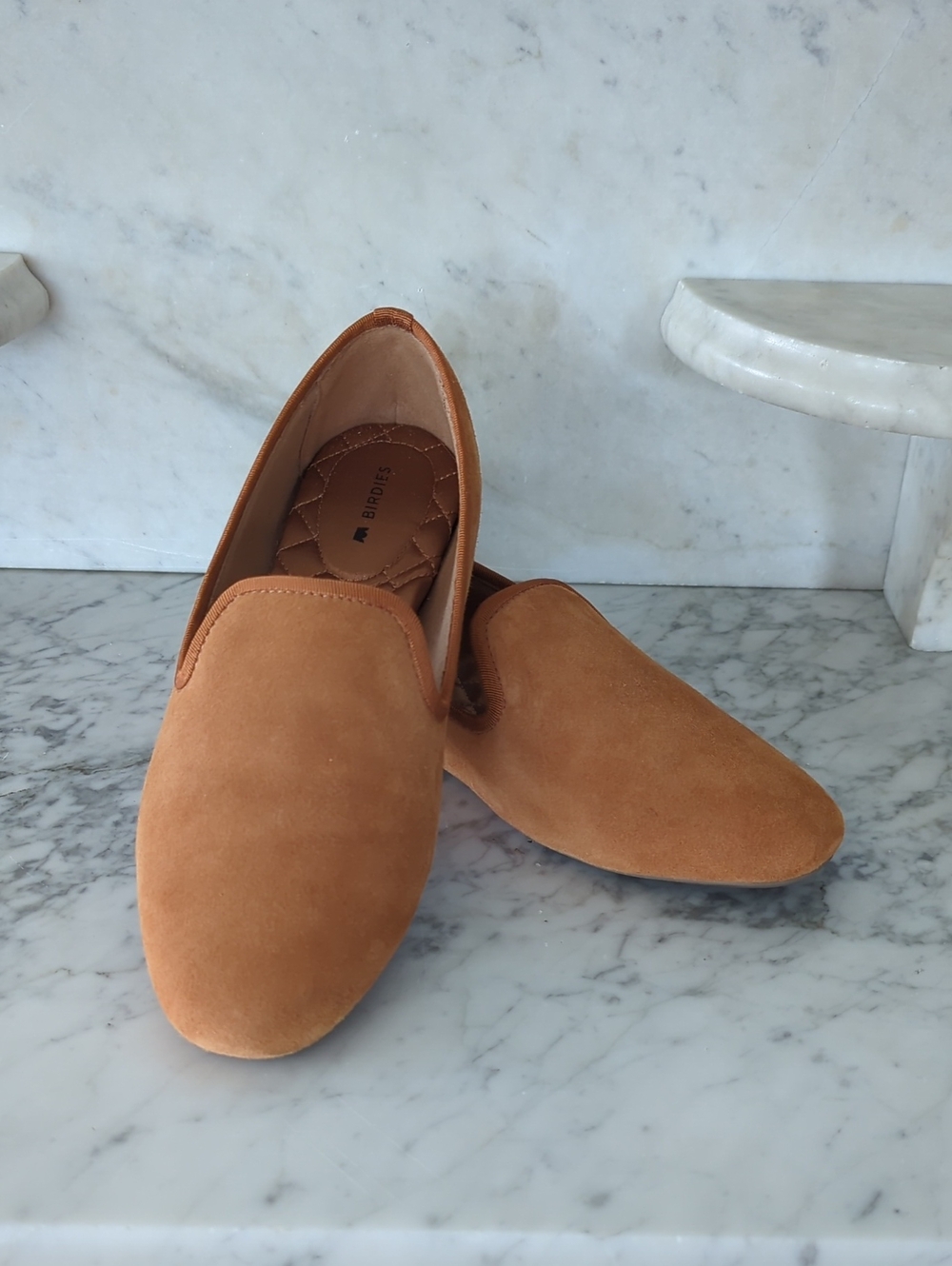 Birdies "The Starling" Slip-On Suede Flats - Camel Suede Brown - Size 6